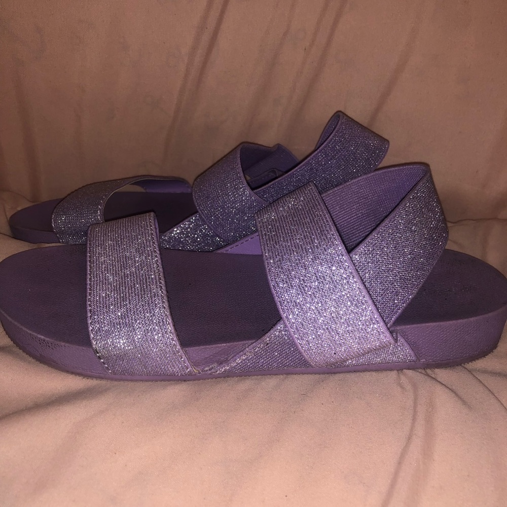 sparkly lavender strappy sandals